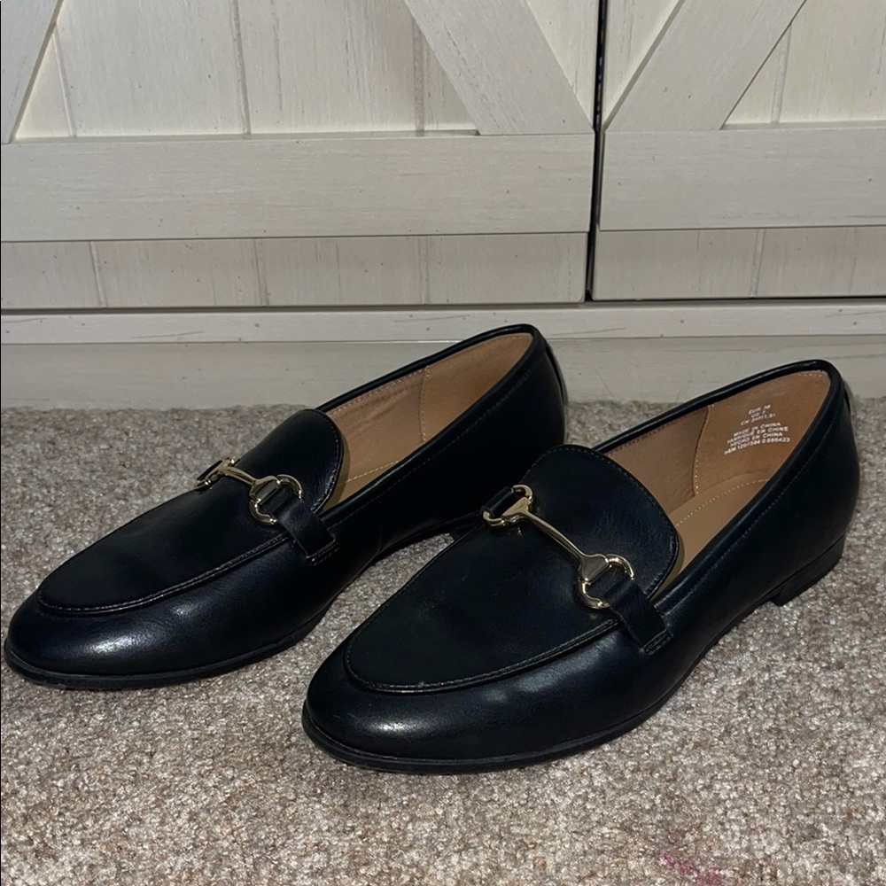 Black Loafers with Gold Buckle - Picture 2 of 6